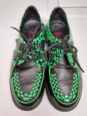 🐆🦇 Strangecvlt Lime green leopard punk Slime 2 Krypt Creepers Womens sz 8